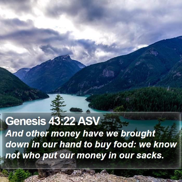 Genesis 43:22 ASV Bible Study