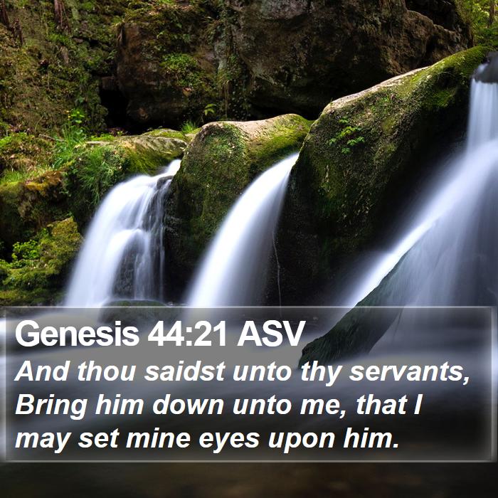 Genesis 44:21 ASV Bible Study