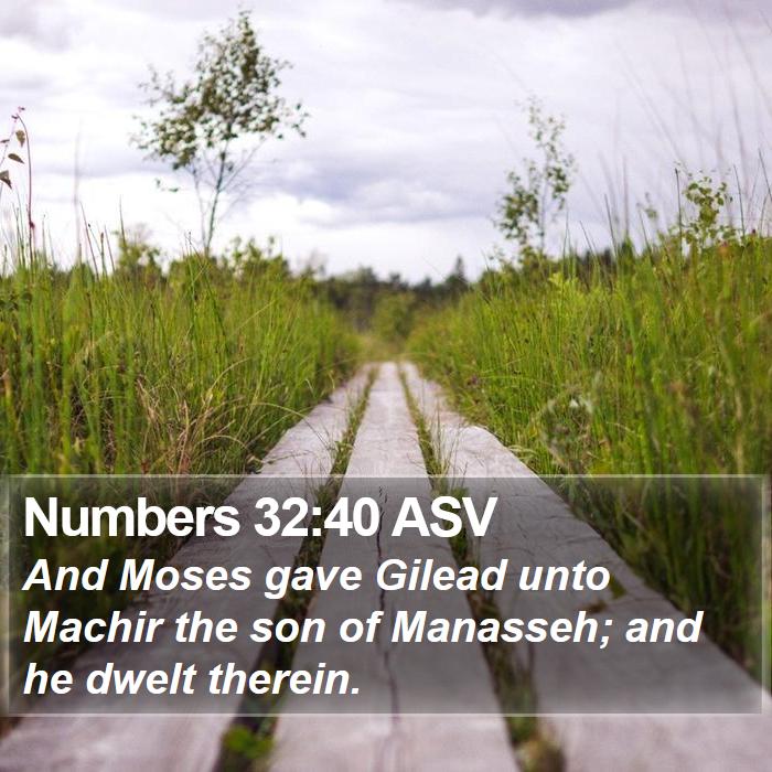 Numbers 32:40 ASV Bible Study