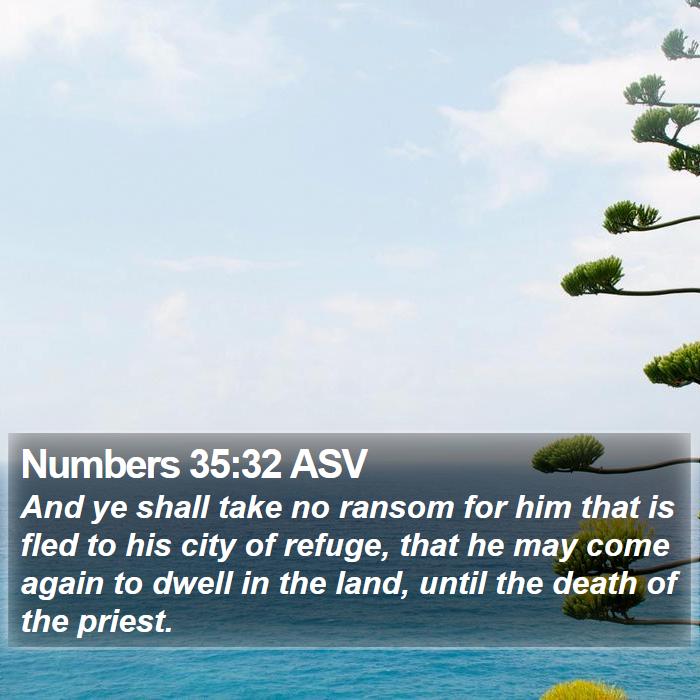 Numbers 35:32 ASV Bible Study