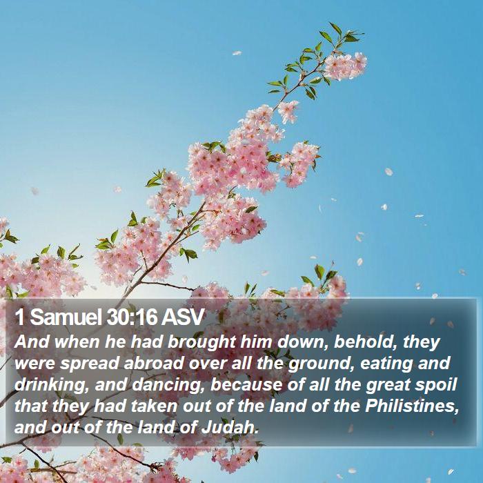 1 Samuel 30:16 ASV Bible Study