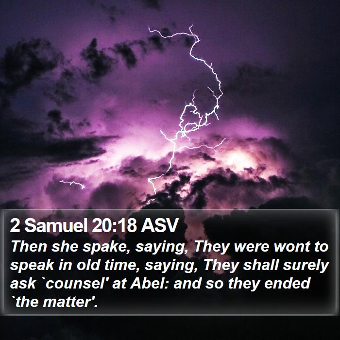 2 Samuel 20:18 ASV Bible Study