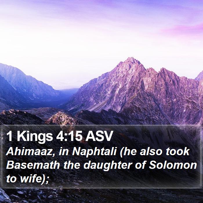 1 Kings 4:15 ASV Bible Study