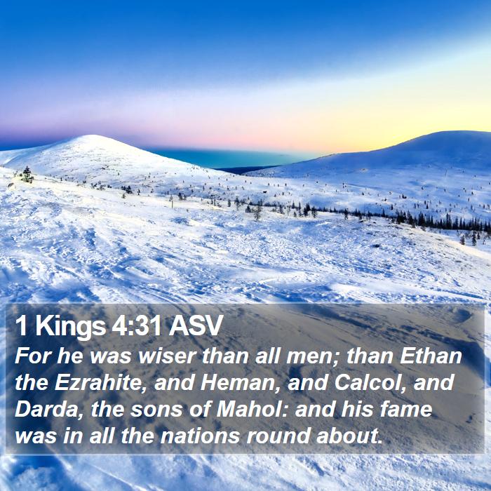 1 Kings 4:31 ASV Bible Study