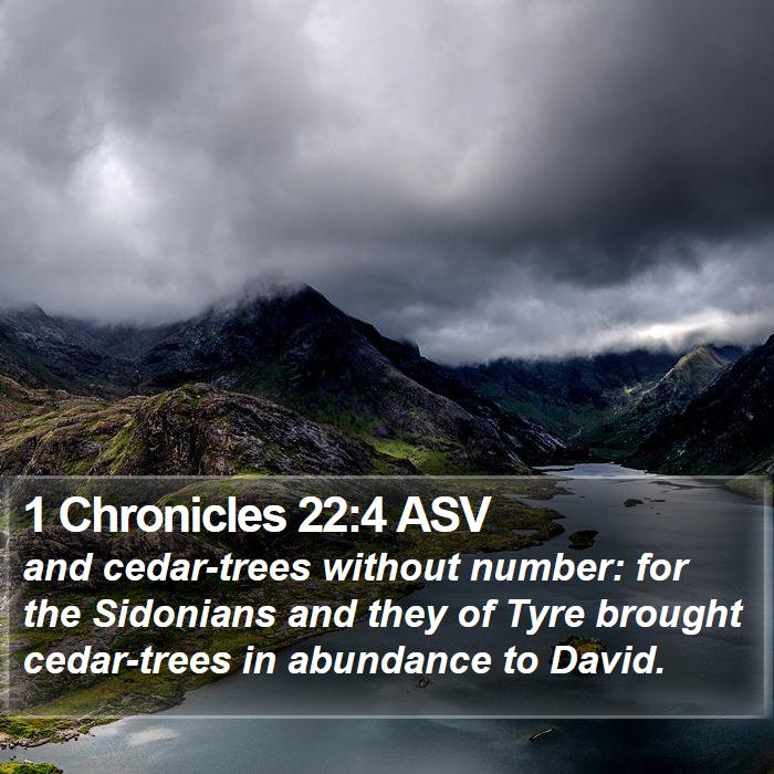 1 Chronicles 22:4 ASV Bible Study