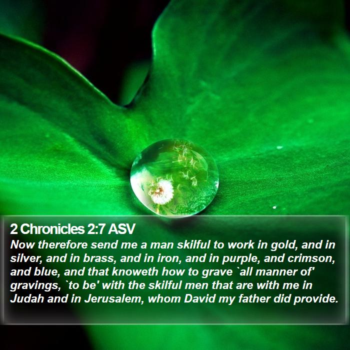 2 Chronicles 2:7 ASV Bible Study