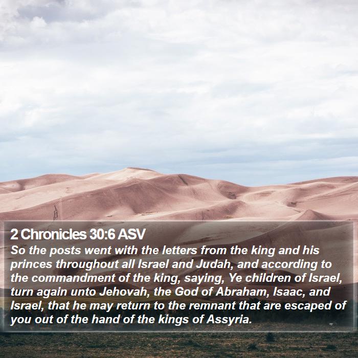 2 Chronicles 30:6 ASV Bible Study