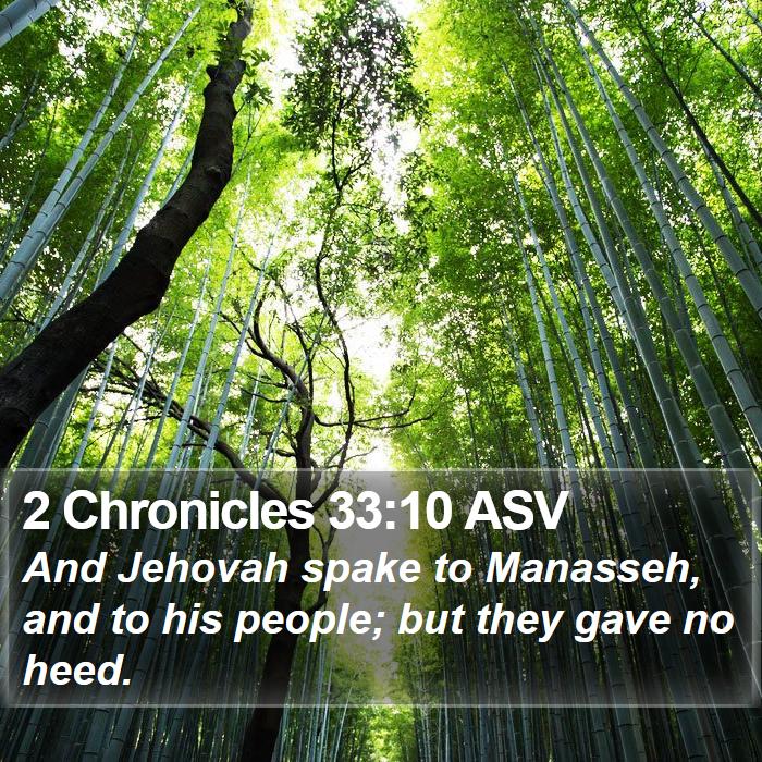 2 Chronicles 33:10 ASV Bible Study