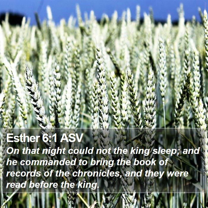 Esther 6:1 ASV Bible Study