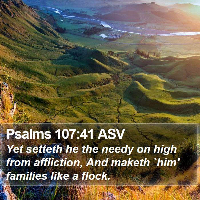 Psalms 107:41 ASV Bible Study