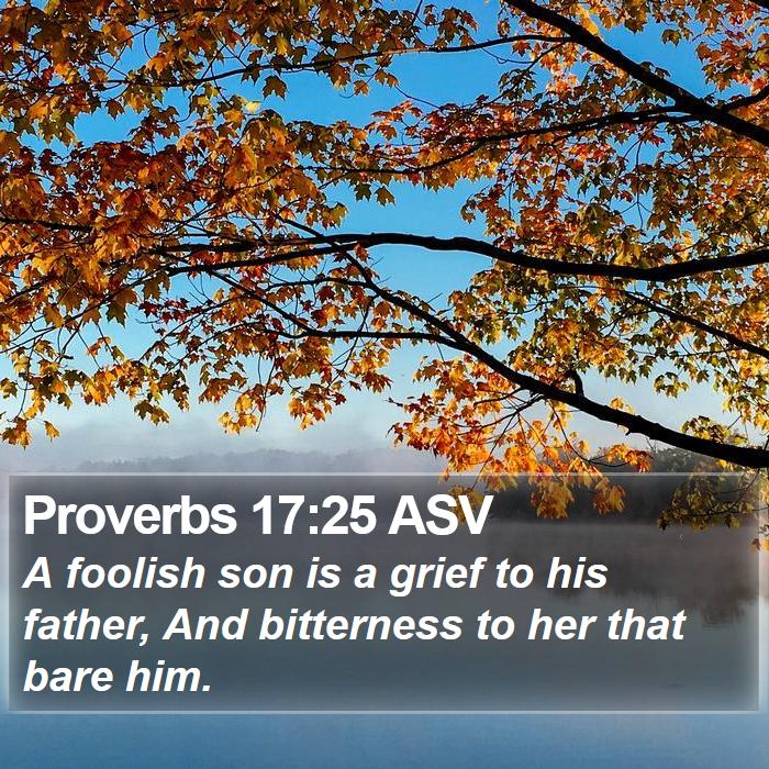 Proverbs 17:25 ASV Bible Study