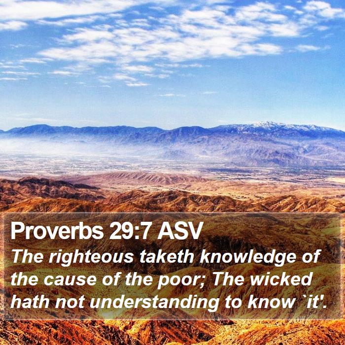 Proverbs 29:7 ASV Bible Study