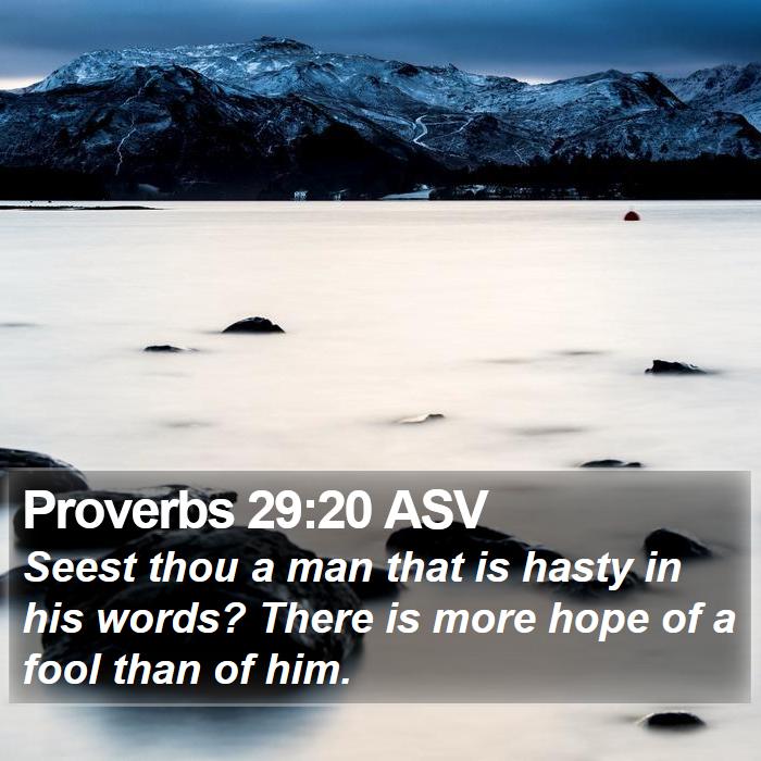 Proverbs 29:20 ASV Bible Study