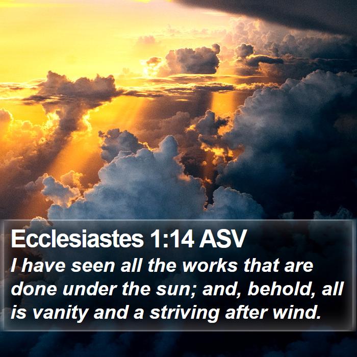 Ecclesiastes 1:14 ASV Bible Study