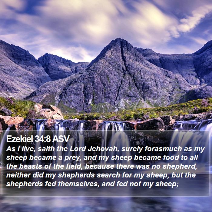 Ezekiel 34:8 ASV Bible Study