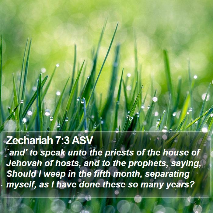 Zechariah 7:3 ASV Bible Study