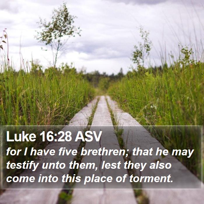 Luke 16:28 ASV Bible Study