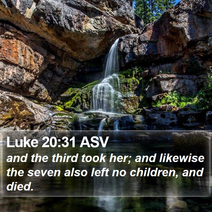 Luke 20:31 ASV Bible Study