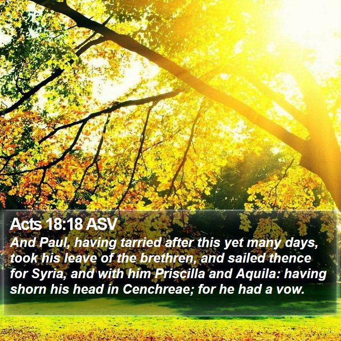 Acts 18:18 ASV Bible Study