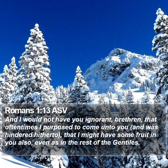 Romans 1:13 ASV Bible Study