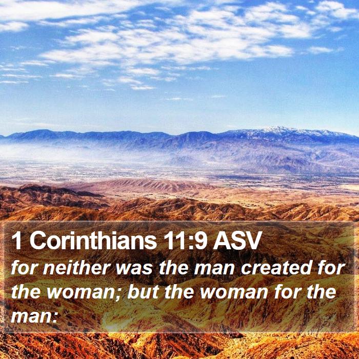 1 Corinthians 11:9 ASV Bible Study