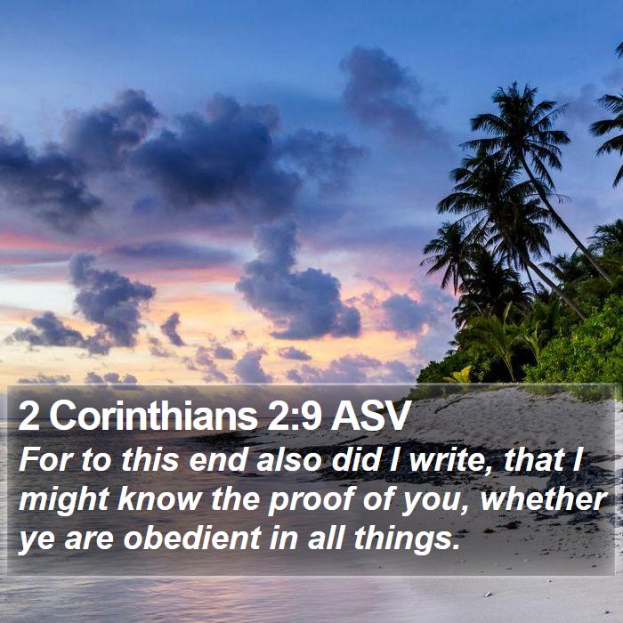 2 Corinthians 2:9 ASV Bible Study