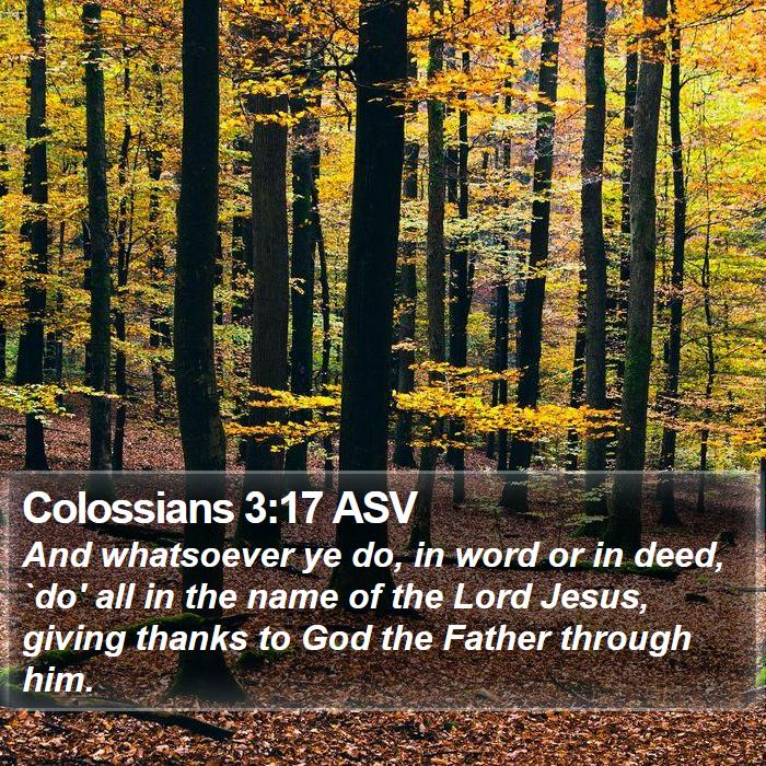 Colossians 3:17 ASV Bible Study